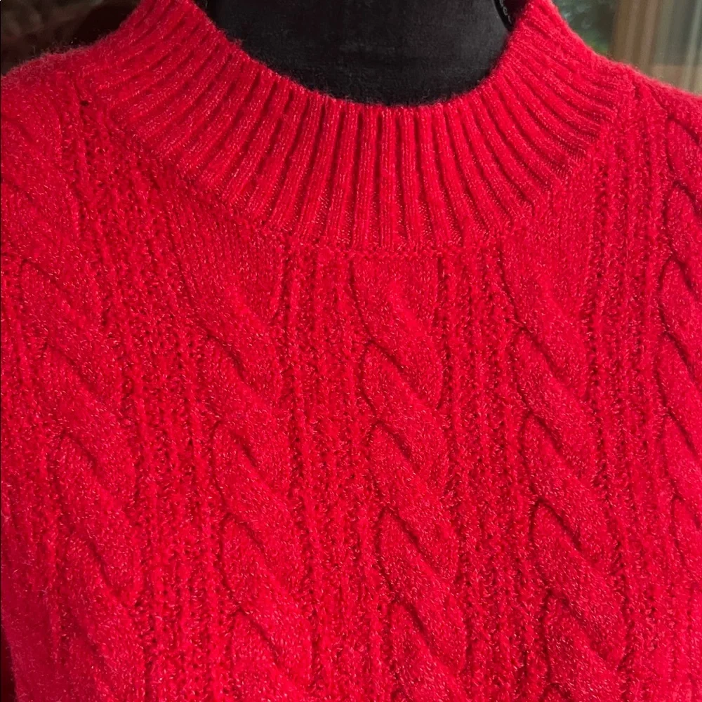 Red and Black Cable Knit Sweater